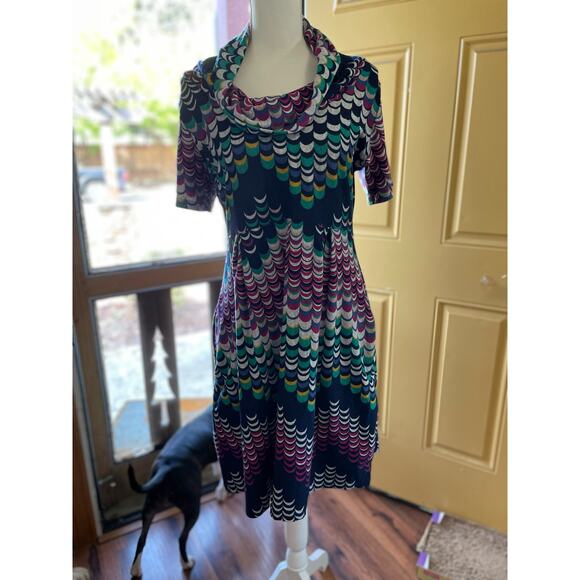 Womens Multicolor Short Sleeve Ribbed Dress with Cowl Neck Super Soft - Picture 5 of 6